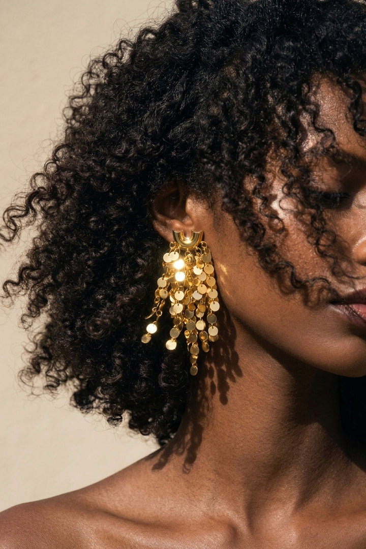 Sunfall Disc Fringe Earrings