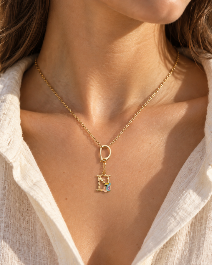 Floral Letter N Pendant Necklace, Swimsuit &amp; Bag Charm
