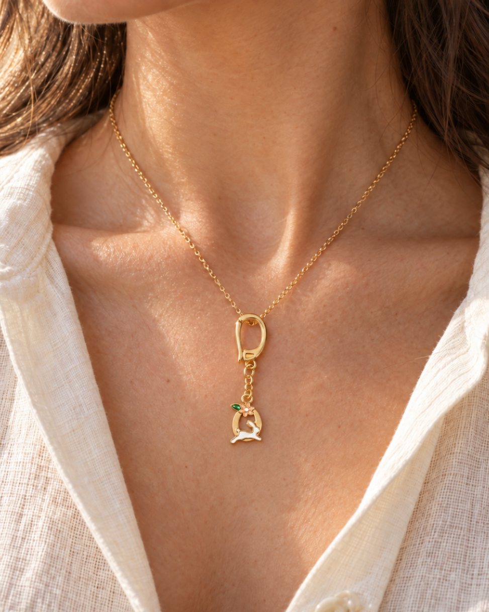 Floral Letter O Pendant Necklace, Swimsuit &amp; Bag Charm