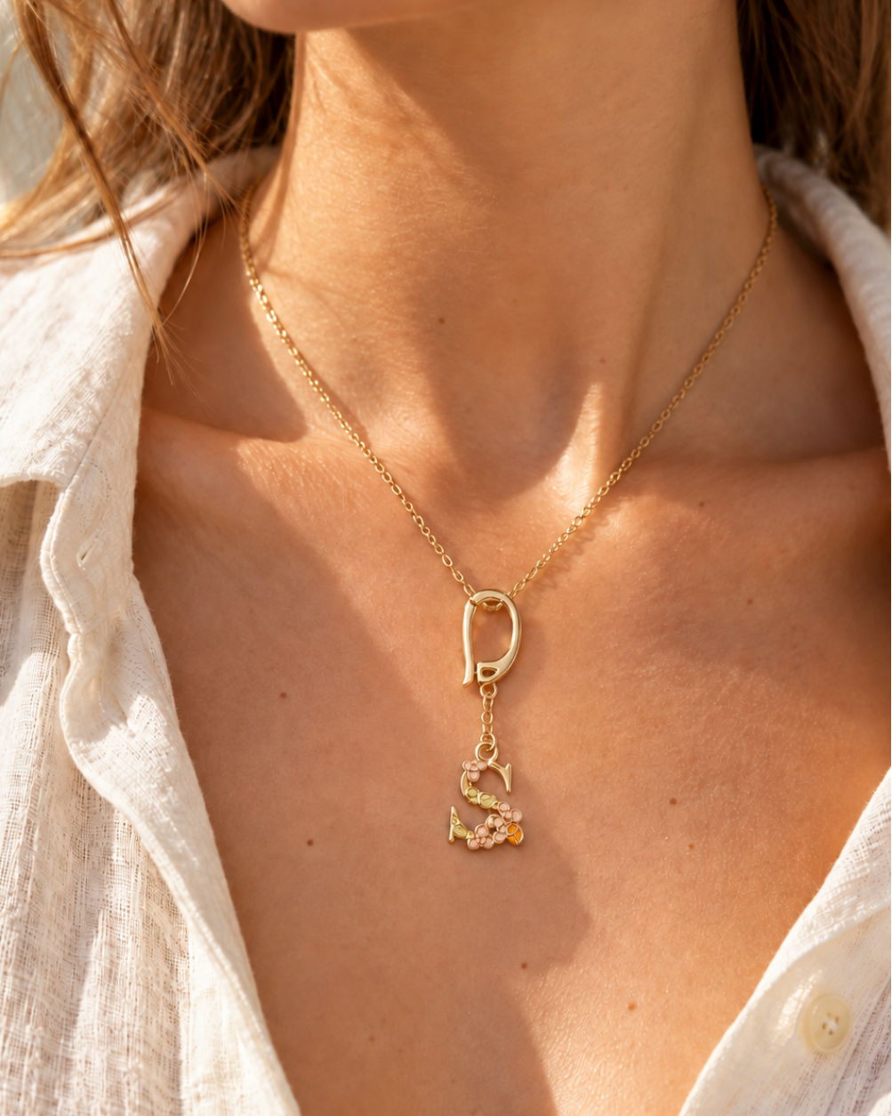 Floral Letter S Pendant Necklace, Swimsuit &amp; Bag Charm