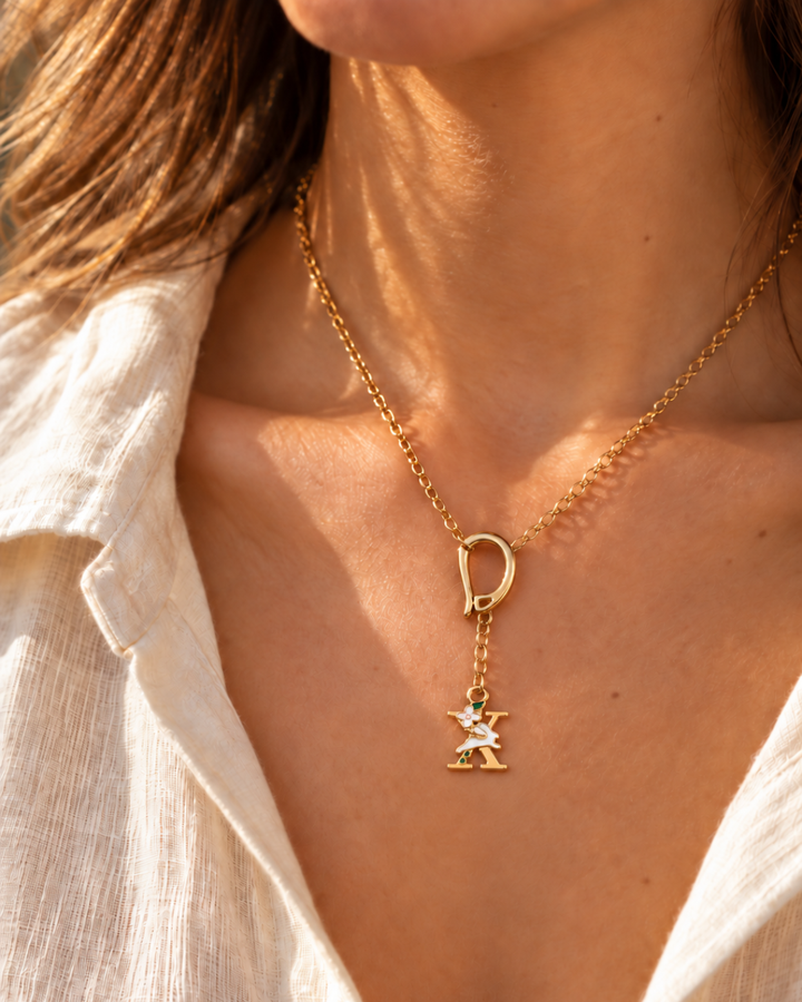 Floral Letter X Pendant Necklace, Swimsuit &amp; Bag Charm