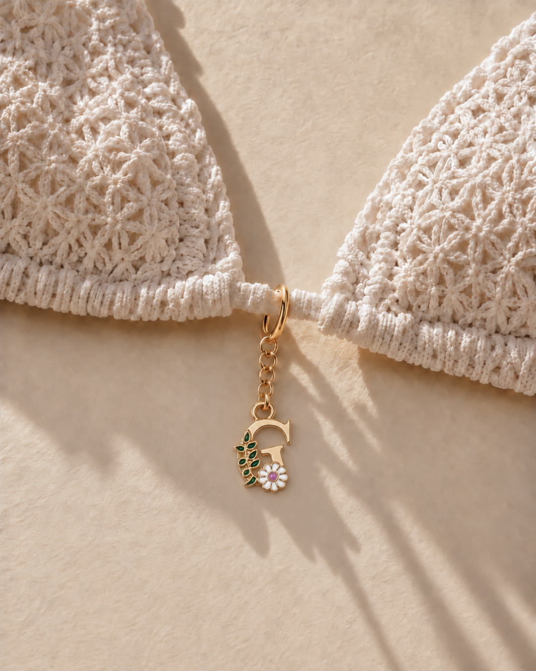 Floral Letter G Pendant Necklace, Swimsuit &amp; Bag Charm
