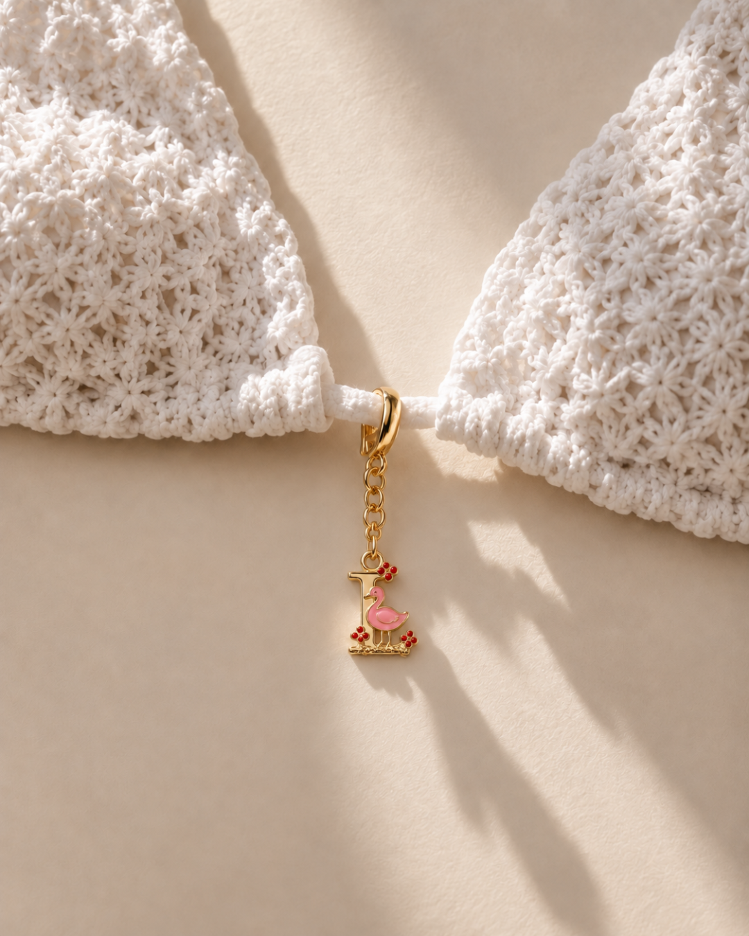 Floral Letter L Pendant Necklace, Swimsuit &amp; Bag Charm