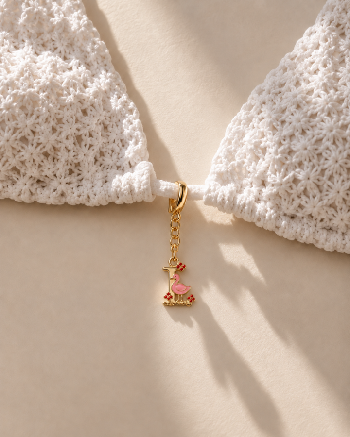 Floral Letter L Pendant Necklace, Swimsuit &amp; Bag Charm