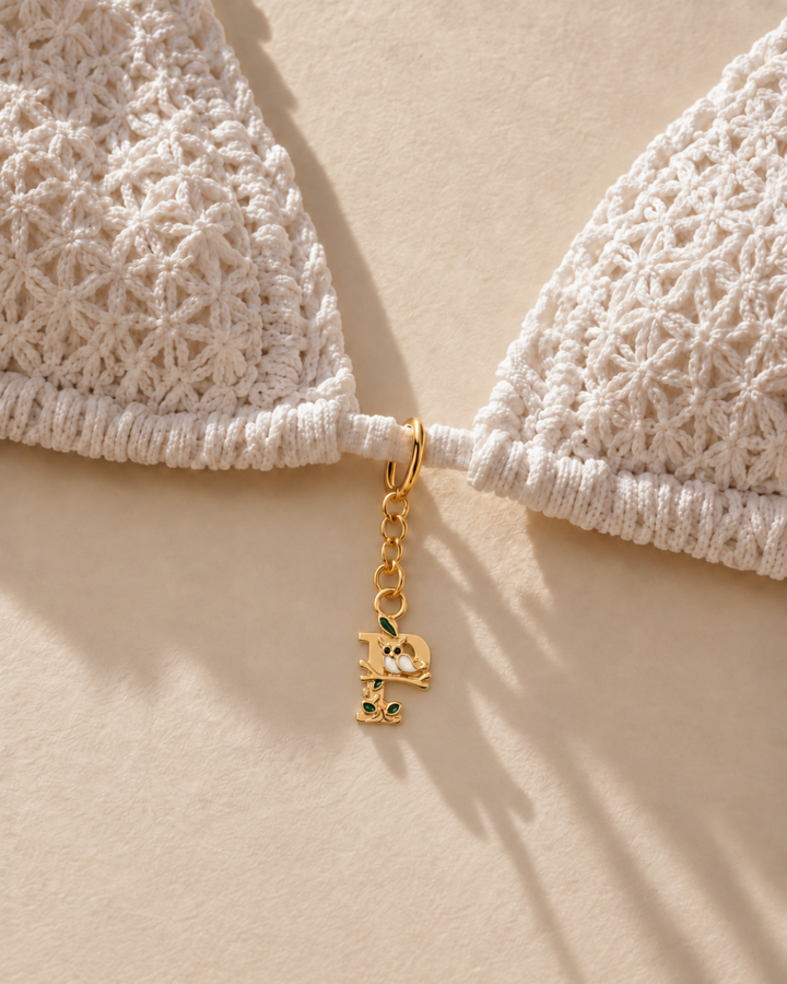 Floral Letter P Pendant Necklace, Swimsuit &amp; Bag Charm