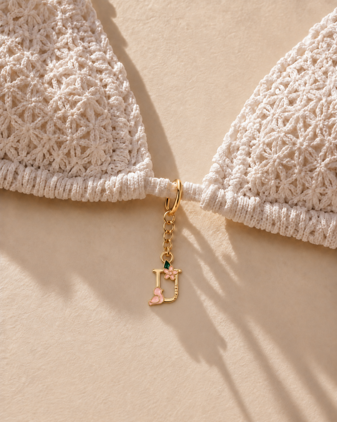 Floral Letter U Pendant Necklace, Swimsuit &amp; Bag Charm